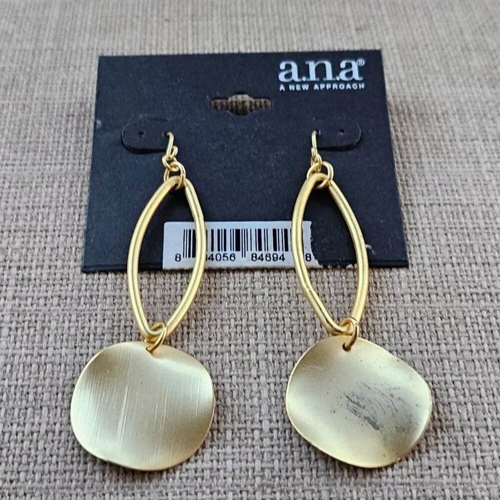A.N.A A New Approach Earrings Drop Down Gold Tone Fashion Ear Jewelry New defect